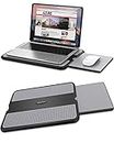 AboveTEK Portable Laptop Lap Desk w/Retractable Left/Right Mouse Pad Tray, Non-Slip Heat Shield Tablet Notebook Computer Stand Table w/Sturdy Stable Cooler Work Surface for Bed Sofa Couch or Travel