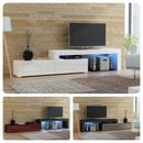 Meuble TV Extensible Lowboard Table TV 148cm-280cm - Porte Brillante - LED 