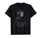 Funny baby chimpanzee in chest pocket, pocket design T-Shirt