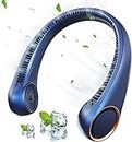 REXERA Portable Rechargeable Neck Fan 20Hrs Play 9000mAh USB Charging Battery Bladeless Neck Fan Personal Fan, Desk Fan, Headphone Design 3 High Speed Fan Low Noise 360° Cooling FAN (Blue)
