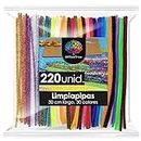 OfficeTree 220 Limpiapipas Manualidades - Pipe Cleaners Coloridos para Hacer Manualidades - 30 Colores con Colores Brillantes Incluidos - Limpiapipas Colores - Limpia Pipas para Manualidades