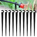 Zsanhua 100pcs Irrigation Drip Support Stakes, Plastic Micro-Drip System Pipe Pegs, C Shape Fixed Stems Holder for 4/7 Tubing Hose Garden Irrigation System Accessories