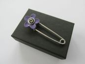 Tibetan Silver Purple Flower Safety Scarf Shawl Kilt Sash Pin Brooch UK Seller 