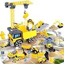 CORPER TOYS Construction Truck Vehicles Toys Set for Kids with Playmap,Road Sign,Crane and 9 Engineering Vehicles Playset for Toddler Ages 4-8 Gift for Birthday,Christmas