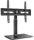 FITUEYES Swivel TV Stand Supports 32-65 inch TV, TV Table Stand with 80 Degree Swivel Mount, Height Adjustable,Universal TV Mount Stand with Tempered Glass Base,Max VESA 600x400mm,Holds up to 88lbs