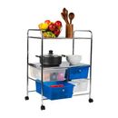 Mind Reader Rolling Cart w/ Drawers, Utility Cart, Craft Storage, Kitchen, Metal, 24.25"L x 15"W x 32"H in Blue/White | Wayfair 2SHROLL-ASST