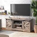 oneinmil 58 Inch TV Stand, Rustic Entertainment Center with Sliding Barn Door, Farmhouse TV Console with Shelf and Storage Cabinets for TVs up to 65 Inch in Living Room, Grey