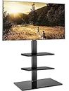 FITUEYES TV Floor Stand for 32 to 60 Inch, Universal Corner TV Stand with 2 Adjustable Shelves, Swivel, Easy Assembly Black