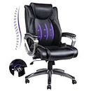 Office Chair Executive Office Chair PU Leather Computer Desk Chair with Adjustable Lumbar Support High Back Thick Padding (Classic Black)