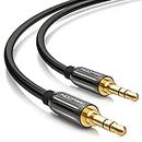 deleyCON 5m Jack Cable 3.5mm AUX Cable Stereo Audio Cable Jack Plug Straight for PC Laptop Phone Smartphone Tablet Car HiFi Receiver - black