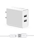 Fast Charger for Sam-Sung Galaxy Pop i559, I 559 Dual Port Fast Mobile Charger, Power Wall Charger,Hi Speed Travel Charger with 1m Micro USB Charging Data Cable 1M4:| (3.1 Ampere, White)