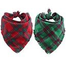 2 Pack Dog Bandana Christmas Plaid Reversible Triangle Bibs Scarf Accessories for Dogs Cats Pets Animals