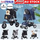 MAX Pet Stroller Dog Cat Carrier Travel Pushchair Foldable Pram 3/4 Wheels Large