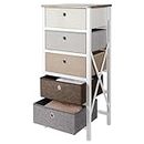 SortWise Nightstand Dresser Storage Tower, Storage Drawer with Wood Top, End Table with Removeable Drawer, Dresser for Bedroom Livingroom Entryway (5 Drawer)