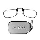 ThinOptics Keychain Case + Rectangular Reading Glasses, Black (Retail), 2 Piece Set + 1.5