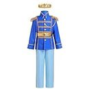 Prince Charming Costume for Boys Halloween Christmas Cosplay Outfits Toddler Boy Prince Outfits Kids Medieval Royal Knight Dress Up with King Crown Red Coat Hero Costume Royal Blue (4PCS? 3-4 Years