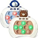 LUSTERMOON 2 Pieces Pop Fidget Game Toys, Quick Push Game, Bubble Stress Pop Light Up Game, Autism Sensory Toys Mini Games Gifts for Boys, Girls, Teens (Blue, Brown)