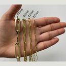 14K Real Yellow Gold Paperclip Chain Necklace, 3.2MM-9.6MM, 16"-38" Long, Women