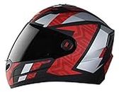 Steelbird SBA-1 Cesar ISI Certified Full Face Graphic Helmet (Large 600 MM, Matt Black Red with Smoke Visor)