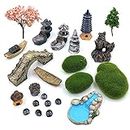 Trasfit Set of 23 Zen Garden Accessories, Mini Meditation Zen Tray Items Kit, Fairy Garden Accessories for Micro Landscape Decoration Plant Pots Bonsai Craft Decor