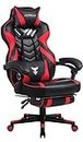Gaming Chair with Massage, Recliner Computer Chair with Footrest, Big and Tall Computer Gaming Chair for Adults, High Back Gaming Desk Chair, Heavy Duty Gamer Chair, Video Game Chair for Teens (Red)