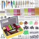 PLUSINNO Fishing Lures Baits Tackle Including Crankbaits, Spinnerbaits, Plastic Worms, Jigs, Topwater Lures Box and More Fishing Gear Lures Kit Set, 102/302Pcs