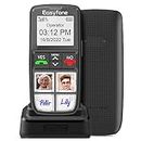 Easyfone T6 4G gsm Teléfono Móvil para Personas Mayores con Teclas Grandes, 4 Botones de Foto de marcación rápida, Fácil de Usar Celular para Ancianos con Botón SOS y Base cargadora (Negro)