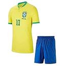 Messi 10 Football Jersey 2022/23 with Black Shorts (Boys & Kids)(6-7Years,brazilylbp)