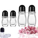 lfjfaecx Empty Clear Glass Roll-On Bottles with Plastic Roller Ball, Fillable Roller Ball Bottles Plastic Perfume, 2pcs Empty Refillable Clear Glass Roll-On Bottles for Oil Perfume (4mix)