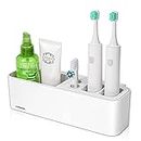 CORNERIA Easy-Store Toothbrush Holder - Toothpaste Holder with Suction Cup
