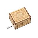 Luckious Wooden Hand Crank Music Boxes - Mini Classic Vintage Wooden Music Box, Wood Engraved Vintage Music Box for Valentine's Day Wedding Day Birthday Anniversary