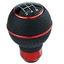 Temzzer Gear Shift Knob 5 Speed Ball Leather Shifter Stick Transmission Handle for Most Manual Automatic Vehicles (Red)
