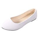 Women Slip On Flat Comfortable Walking Ballerina Shoes, Ladies UK Cute Ballet Shoes Pointed Toe Flat Pumps Slip On Loafers Ladies Ballet Ballerina Dolly Shoes UK Size A White