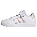 adidas Grand Lifestyle Court Elastic Lace and Top Strap Shoes Sneaker, Iridescent/FTWR White, Numeric_28 EU