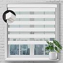 SEEYE Customized Cordless Zebra Blinds, Blackout Horizontal Shades Dual Layer Sheer Blind Roller Shades Privacy Light Control Day and Night Window Drapes Customer Size, 20 to 71'' Wide