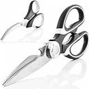 LEIAOLY Kitchen Scissors, Multi-Purpose Kitchen Shears, Heavy Duty Dishwasher Safe Food Scissors, Non Slip Stainless Steel Sharp Cooking Scissors for Kitchen, Fish, Meat, Herbs-Sliver