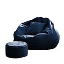 RELAX BEAN BAG'S 2XL Navy Blue Bean Bag Cover Set with Cushion and Footrest (Without Filling) Comfortable Leatherette Bean Bag Chair for Teens Kids and Adults for Livingroom Bedroom and Gaming Room.