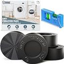Anti Vibration Pads with Tank Tread Grip, 4 Pads + Level - Washer & Dryer Pedestals Fit All Machines - Noise Dampening, Protects Laundry Room Floor - Anti Vibrasion Pads for Washing Machine