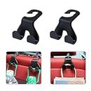 GKmow 2 PCS Car Seat Headrest Hook, Multifunctional Rear Row Mobile Phone Holder Double Hook, Grocery Bag Wallet Backpack Clothing Hanging Storage Rack, Universal Auto Interior Accessory (Black)
