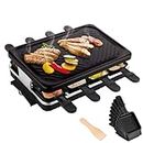 ARKZO Korean BBQ Indoor Table Raclette Electric Grill - Portable, Smokeless, 1300W Raclette Griller with Non-Stick Plate, 8 Cheese Maker Pans, Temperature Control, Ideal for Barbeque and Griddle