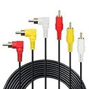 3 RCA Cable - Gold Plated 90 Degree Right Angle RCA Audio/Video Cable 3 Male to 3 Male Composite Video Audio A/V AV Cable (3.3ft/1m)