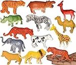 Rsentera 12 Pcs Medium Size Jungle Wild Animal World Multicolor Forest Animal Set Toys for Kids (Multi)