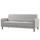 Zinus Adair Mid-Century Modern Loveseat/Sofa/Couch with Armrest Pockets, Tufted Linen Fabric, Light Grey