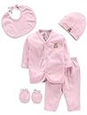 I Bears Baby New Born Clothes for Boys and Girls Hospital Clothing Set - Pink, First Clothes - Top Pyjamas Cap Mittens and Bib