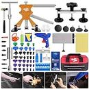 Super PDR 89PCS Paintless Dent Removal Kit with Gold Dent Lifter、Silver Bridge Dent Puller、Slide Hammer T bar and Metal Long T-Pull Tabs for Repairing Big Dents, Small Dents, Dings and Hail Damage