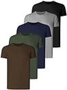 Teesmen Herren T-Shirts 5 Pack Kurzarm Rundhalsausschnitt Sport Tees Baumwolle Arbeitskleidung Jungen Unterhemden Gym Running Workout Tshirts für Männer(Dark Essential Set 1-2XL)