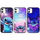 nurkorki [3 Piezas Funda para iPhone 11 6,1" Stitch, Silicona Suave TPU Anime Carcasa con Aesthetic Dibujos para iPhone 11 Fundas Protector Cute Case