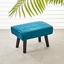 ZenZest Rectangular Ottoman Footstool with Velvet Soft Footrest and Wood Legs for Sofa Additional Living Room Seating Tiny Stool for Pets on The Living Room Couch-Blue