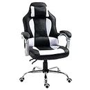 HOMCOM High Back Office Chair, Executive Racing Gaming Chair, Adjustable Recliner with Removable Headrest Pillow for Office, White and Black