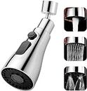 MARMIX Universal Kitchen Faucet 3-Function Pull Down Sink Sprayer Attachment for Faucet Pull Out Spray Head Big Angle Rotatable Anti -Splash Faucet for Kitchen Rotating Sink Faucet Aerator (silver)